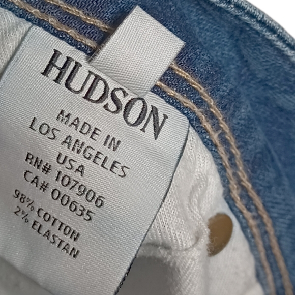 HUDSON Collin Skinny Button Flap Dark Medium Blue Denim Jeans 27 - Picture 5 of 10